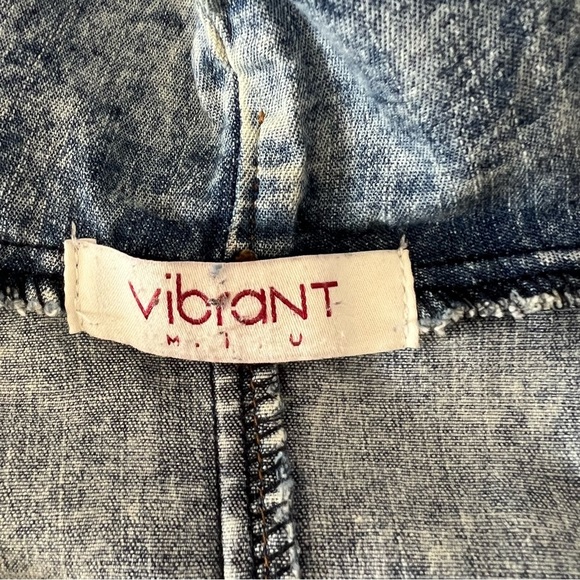 Vibrant M.i.u Hooded Acid Wash Denim Lightweight Jacket - Picture 10 of 13